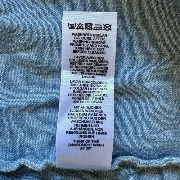 ASOS Blue Denim Jean Shirt Mini Dress Button Down Collar Long Sleeve Cotton 4 - Picture 12 of 12